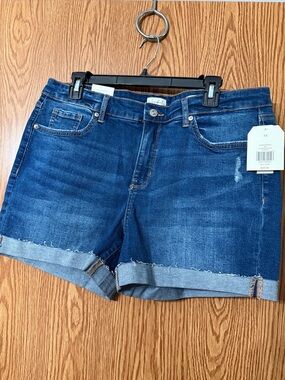 Wonderly Dark Blue Roll-Cuff Denim Shorts